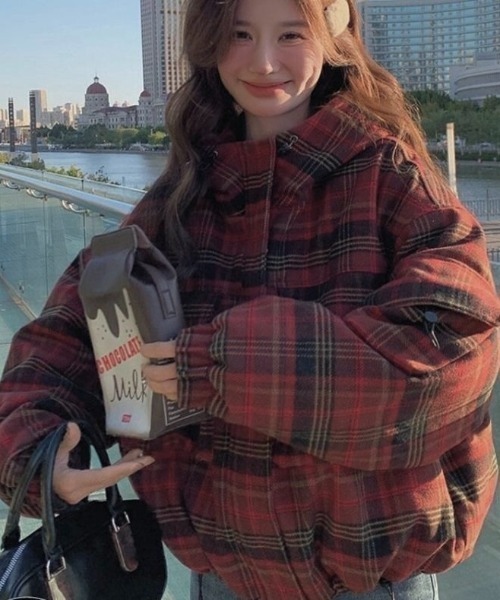 セール】チェック柄ダウンジャケット（ダウンジャケット/コート