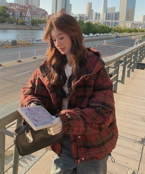 FEKETE チェック柄ダウンジャケット 楽天市場】ダウンジャケット レディース チェック柄ダウンジャケット