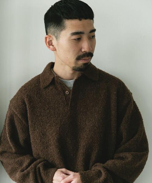 URBAN RESEARCH DOORS（アーバンリサーチドアーズ）の「ブークレ ニットポロシャツ（ニット/セーター・メンズ・ネイビー/ブラウン/ブラック・LARGE/MEDIUM）」の4枚目の写真