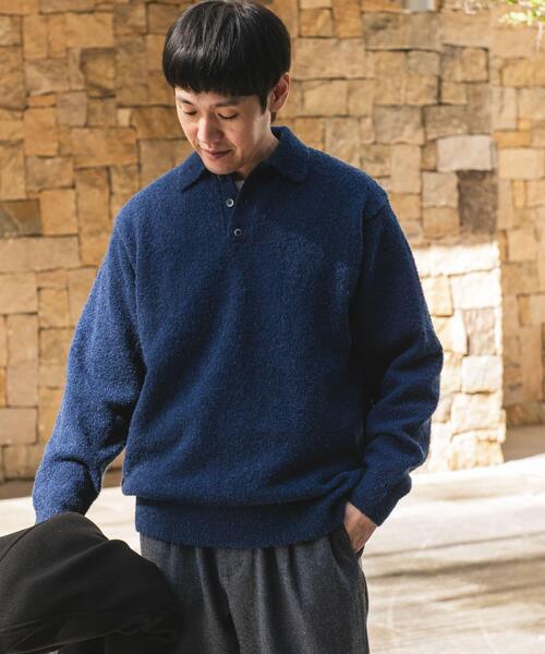 URBAN RESEARCH DOORS（アーバンリサーチドアーズ）の「ブークレ ニットポロシャツ（ニット/セーター・メンズ・ネイビー/ブラウン/ブラック・LARGE/MEDIUM）」の18枚目の写真