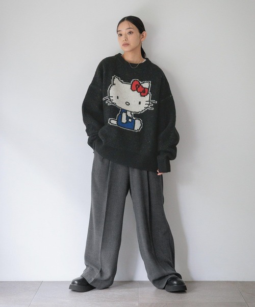 LOWRYS FARM（ローリーズファーム）の「【HELLO KITTY】BIGプルオーバー　606738（ニット/セーター・レディース・チャコールグレー/ブラック・FREE）」の16枚目の写真
