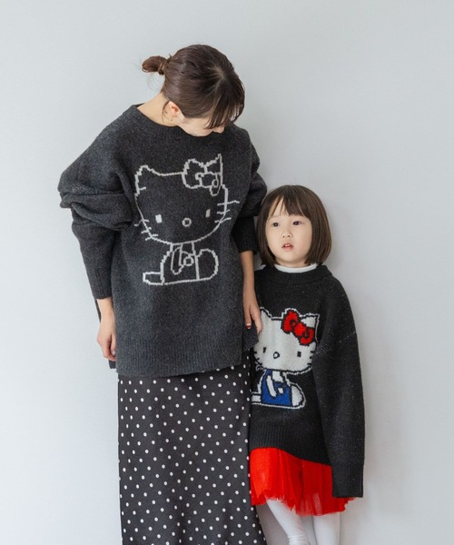 LOWRYS FARM（ローリーズファーム）の「【HELLO KITTY】BIGプルオーバー　606738（ニット/セーター・レディース・チャコールグレー/ブラック・FREE）」の9枚目の写真