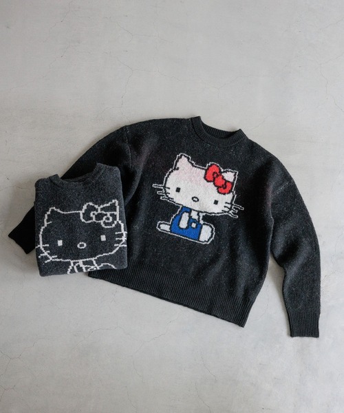LOWRYS FARM（ローリーズファーム）の「【HELLO KITTY】BIGプルオーバー　606738（ニット/セーター・レディース・チャコールグレー/ブラック・FREE）」の12枚目の写真