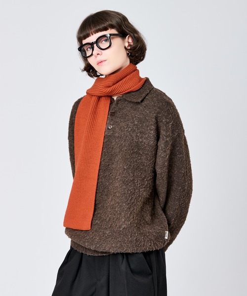 WETTEMPT（ウィテンプト）の「SHORT RIB MUFFLER / ショートリブマフラー（マフラー・メンズ・カーキ/チャコールグレー/オレンジ/ダークブラウン・FREE）」の9枚目の写真