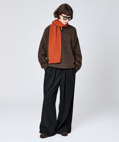 WETTEMPT（ウィテンプト）の「SHORT RIB MUFFLER / ショートリブマフラー（マフラー・メンズ・カーキ/チャコールグレー/オレンジ/ダークブラウン・FREE）」の21枚目の写真