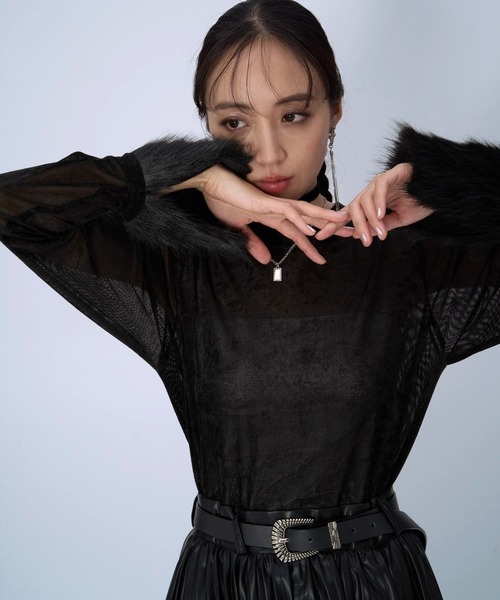 HARE（ハレ）の「ファードッキングシアーベロアカットソー(HARE)（Tシャツ/カットソー・レディース・ブラック/ブルー・FREE）」の8枚目の写真