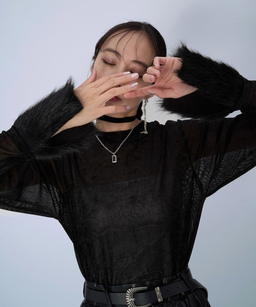 HARE（ハレ）の「ファードッキングシアーベロアカットソー(HARE)（Tシャツ/カットソー・レディース・ブラック/ブルー・FREE）」の9枚目の写真