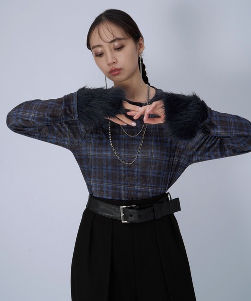 HARE（ハレ）の「ファードッキングシアーベロアカットソー(HARE)（Tシャツ/カットソー・レディース・ブラック/ブルー・FREE）」の14枚目の写真