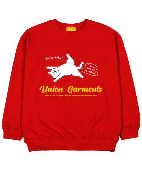 Union Garments(ユニオンガーメンツ)の「ボリングデイ 裏毛 オーバーサイズ スウェットシャツ レッド(スウェット・レディース・その他・MEDIUM/LARGE/X-LARGE/XX-LARGE)」の1枚目の写真