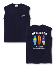 サーフィンボードTI オーバーサイズ ノースリーブTシャツ ネイビー