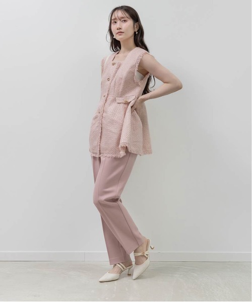 RANDA(ランダ)の「フリンジツイードペプラムセットアップ(ワンピース・レディース・クリーム/グレー/ピンク・1/0)」の10枚目の写真