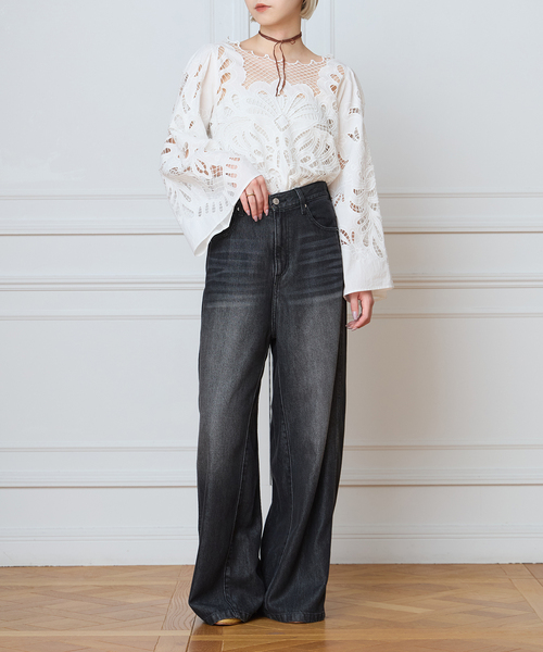 IENA LA BOUCLE（イエナラブークル）の「《追加2》IENA LA BOUCLE ソフトデニムシルエットパンツ（デニムパンツ・レディース・ブラック系その他・40/38/36/34）」の12枚目の写真