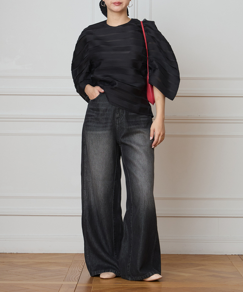 IENA LA BOUCLE（イエナラブークル）の「《追加2》IENA LA BOUCLE ソフトデニムシルエットパンツ（デニムパンツ・レディース・ブラック系その他・40/38）」の7枚目の写真