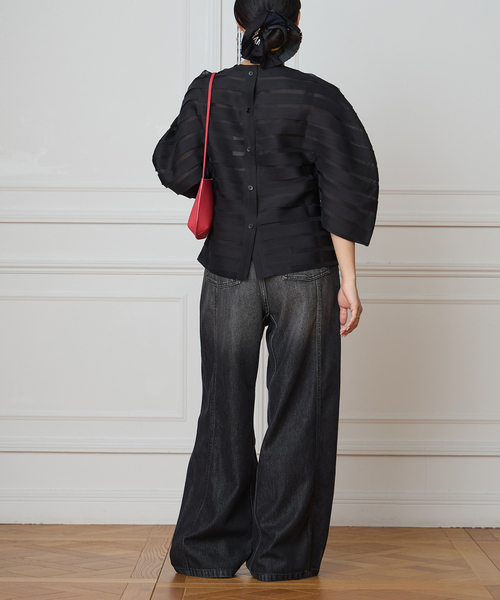 IENA LA BOUCLE（イエナラブークル）の「《追加2》IENA LA BOUCLE ソフトデニムシルエットパンツ（デニムパンツ・レディース・ブラック系その他・40/38）」の9枚目の写真