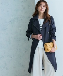 nissen | 【花粉がつきにくい】トレンチコート（裏地ストライプ・共布ベルト付）（はっ水）＜大きいサイズ有＞(ダッフルコート)