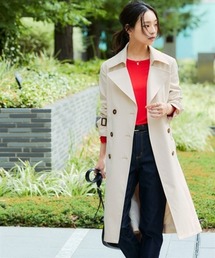 nissen | 【花粉がつきにくい】トレンチコート（裏地ストライプ・共布ベルト付）（はっ水）＜大きいサイズ有＞(トレンチコート)