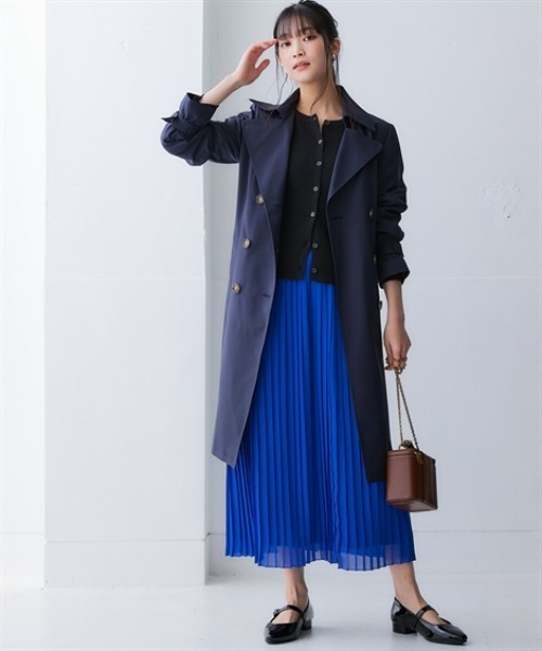 nissen（ニッセン）の「【花粉がつきにくい】トレンチコート（裏地ストライプ・共布ベルト付）（はっ水）＜大きいサイズ有＞（ダッフルコート・レディース・アイボリー/ベージュ/ネイビー・3L/LL/L/M/S）」の6枚目の写真