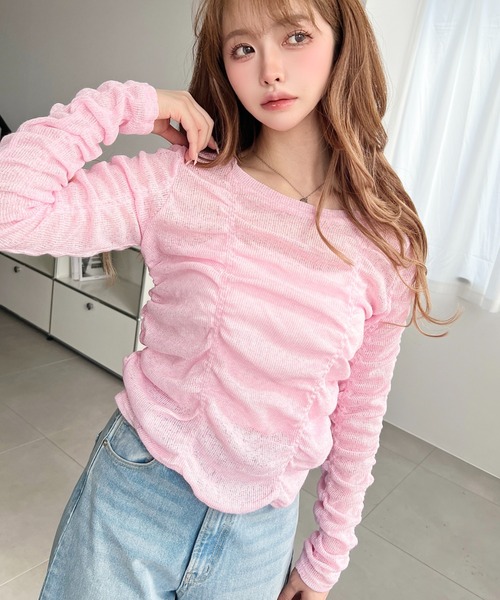moment+(モーメントプラス)の「メランジシアーカットソーシャーリングプルオーバー(Tシャツ/カットソー・レディース・イエロー/ピンク/ブラック/ブルー/グレー/オフホワイト・M)」の12枚目の写真