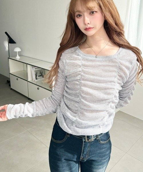 moment+(モーメントプラス)の「メランジシアーカットソーシャーリングプルオーバー(Tシャツ/カットソー・レディース・イエロー/ピンク/ブラック/ブルー/グレー/オフホワイト・M)」の11枚目の写真
