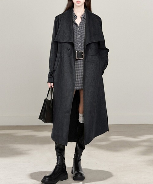 BILLBLASS 90年代 ブラック スウェード アクリル トレンチコート