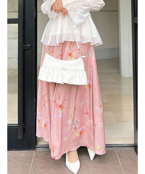 RESEXXY（リゼクシー）の「【memorif.】フラワーロングフレアスカート（スカート・レディース・ブルー/ホワイト/オレンジ・FREE）」の3枚目の写真