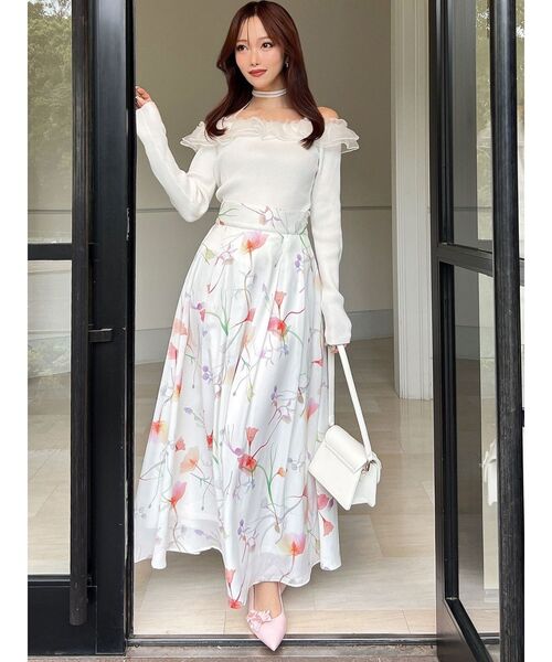 RESEXXY（リゼクシー）の「【memorif.】フラワーロングフレアスカート（スカート・レディース・ブルー/ホワイト/オレンジ・FREE）」の19枚目の写真