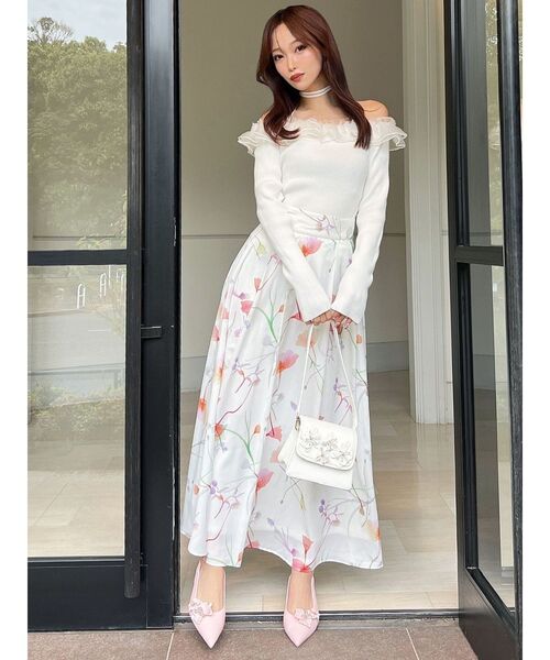 RESEXXY（リゼクシー）の「【memorif.】フラワーロングフレアスカート（スカート・レディース・ブルー/ホワイト/オレンジ・FREE）」の22枚目の写真