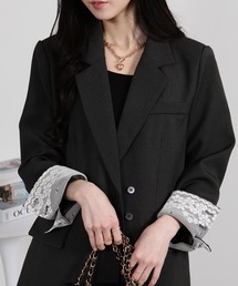 pumpkin port（パンプキンポート）の「袖口レース付き Wテーラードジャケット（テーラードジャケット）」