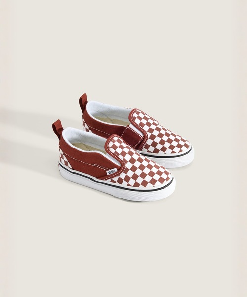 VANS(バンズ)の「トドラー スリッポン V / Slip-On V COLOR THEORY CHECKERBOARD RUST VN000D0SRUS1(スリッポン・キッズ・マルーン・5/6/7/8/9/10/4)」の2枚目の写真