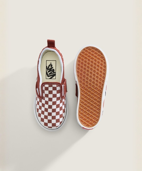 VANS(バンズ)の「トドラー スリッポン V / Slip-On V COLOR THEORY CHECKERBOARD RUST VN000D0SRUS1(スリッポン・キッズ・マルーン・5/6/7/8/9/10/4)」の3枚目の写真