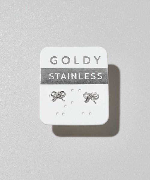 GOLDY(ゴールディ)の「【金属アレルギー軽減】プチ リボン ステンレス ピアス(ピアス(両耳用)・レディース・ゴールド/シルバー・FREE)」の4枚目の写真