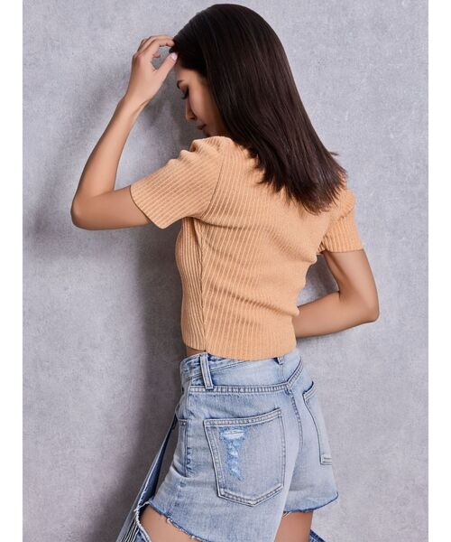 GYDA(ジェイダ)の「GG bijou MOLDラメニットトップス(Tシャツ/カットソー・レディース・ブラック/ミント/オレンジ/ピンク/オフホワイト・FREE)」の7枚目の写真