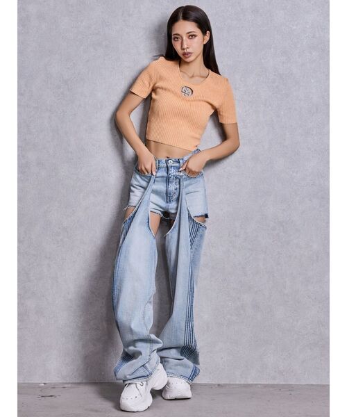 GYDA（ジェイダ）の「GG bijou MOLDラメニットトップス（ニット/セーター・レディース・ブラック/ミント/オレンジ/ピンク/オフホワイト・FREE）」の16枚目の写真