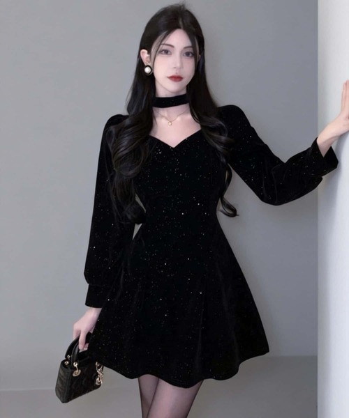 ワンピースドレス vネック ミニ丈 パーティードレス プチプラミニ丈 vネック セクシー ドレス ワンピース パーティー 結婚