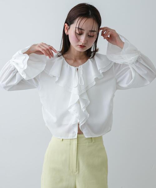 SENSE OF PLACE by URBAN RESEARCH（センスオブプレイスバイアーバンリサーチ）の「ラッフルブラウス（シャツ/ブラウス・レディース・オフホワイト/ベージュ/ライトブルー・ONE）」の21枚目の写真