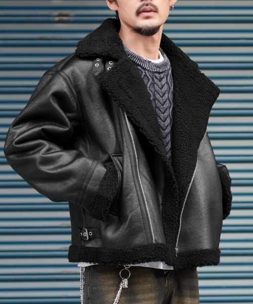 セール】フェイクムートンダブルジャケット（ムートンコート