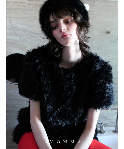 AMOMMA(アモマ)の「CANDY MINI FUR DRESS(ドレス・レディース・ブラック/アイボリー・FREE)」の10枚目の写真