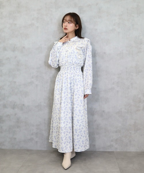 CECIL McBEE(セシルマクビー)の「花柄ピンタックフリルワンピース(ワンピース・レディース・アイボリー/ブラック/ベージュ・MEDIUM)」の12枚目の写真