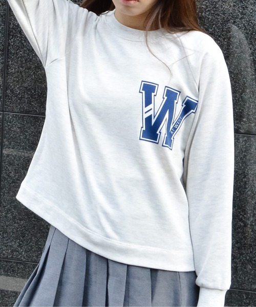 spiritoso(スピリトーゾ)の「Westプリントラグランスウェット(スウェット・レディース・グリーン系その他/ホワイト系その他/オリーブ/ベビーピンク・FREE)」の6枚目の写真