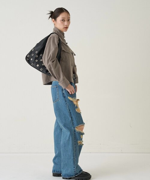 WHO'S WHO gallery（フーズフーギャラリー）の「アイレットPUショルダーバッグ（ショルダーバッグ・レディース・ブラック/イエロー/オフホワイト・FREE）」の12枚目の写真