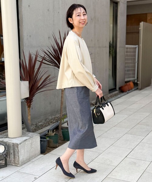 NOLLEY’S（ノーリーズ）の「マット＆ソフトフェイクレザーブルゾン（ブルゾン・レディース・キナリ/カーキ・38）」の5枚目の写真