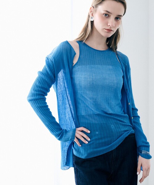 uncrave（アンクレイヴ）の「ランダムリブシアーニット タンクトップ（タンクトップ・レディース・レッド系/ブラック系/ブルー系/ホワイト系・F）」の9枚目の写真