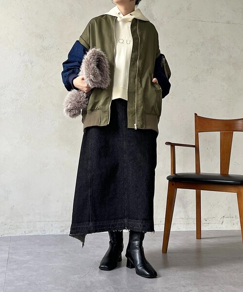 un dix cors（アンディコール）の「デニムフレアヘムスカート（スカート・レディース・ブラック/ブルー・FREE）」の7枚目の写真