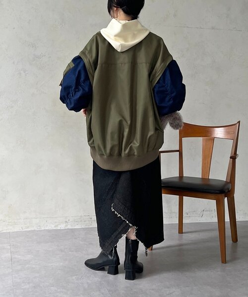 un dix cors（アンディコール）の「デニムフレアヘムスカート（スカート・レディース・ブラック/ブルー・FREE）」の8枚目の写真