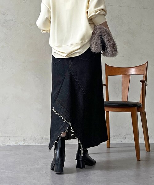 un dix cors（アンディコール）の「デニムフレアヘムスカート（スカート・レディース・ブラック/ブルー・FREE）」の10枚目の写真