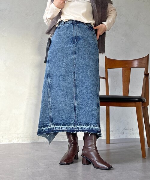 un dix cors（アンディコール）の「デニムフレアヘムスカート（スカート・レディース・ブラック/ブルー・FREE）」の11枚目の写真
