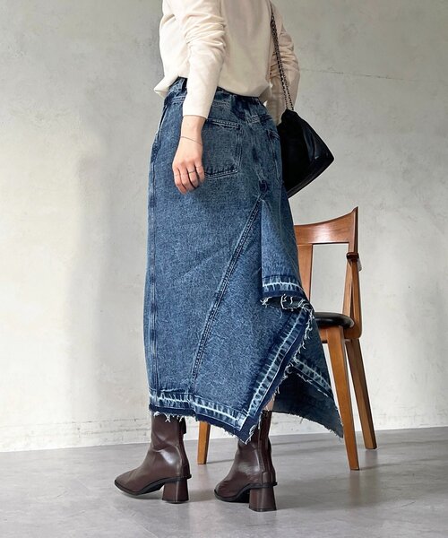 un dix cors（アンディコール）の「デニムフレアヘムスカート（スカート・レディース・ブラック/ブルー・FREE）」の12枚目の写真