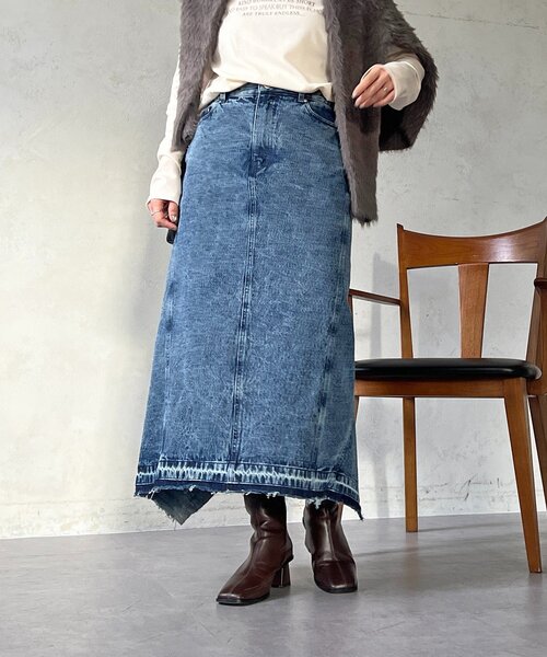 un dix cors（アンディコール）の「デニムフレアヘムスカート（スカート・レディース・ブラック/ブルー・FREE）」の14枚目の写真