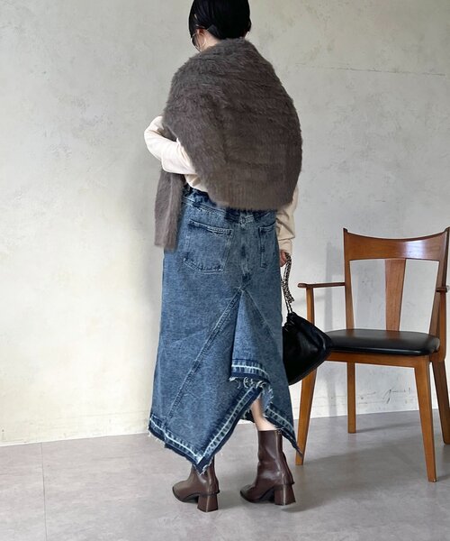 un dix cors（アンディコール）の「デニムフレアヘムスカート（スカート・レディース・ブラック/ブルー・FREE）」の16枚目の写真