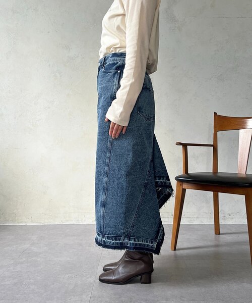 un dix cors（アンディコール）の「デニムフレアヘムスカート（スカート・レディース・ブラック/ブルー・FREE）」の18枚目の写真